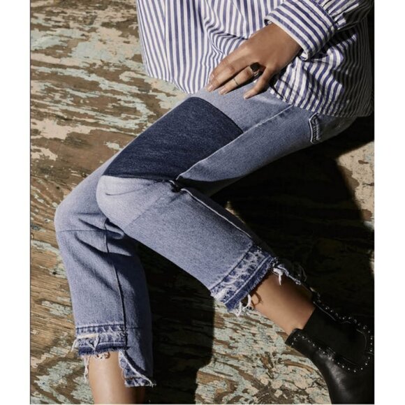 💕NILI LOTAN💕 Franki Patchwork Reworked Crop Jeans ~ Vintage Indigo 26 - Picture 8 of 16